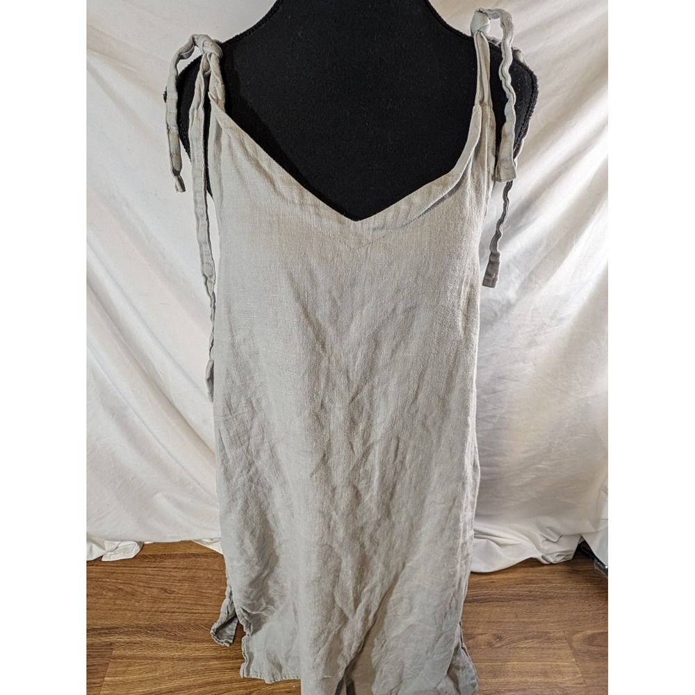 Sugar Candy Mountain Gray 100% Linen Gray Sleeveless Dress Size Small